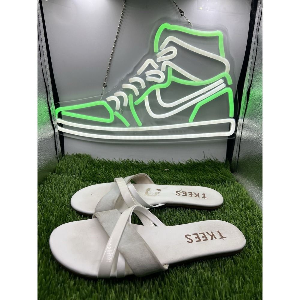 TKees Kenzie White Womens Sandals Flip Flops‎ Size 7